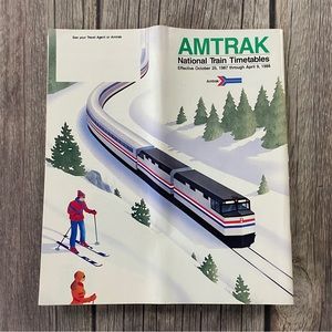 Vtg Amtrak National Train Timetables Schedule Brochure 1987 Through 1988
